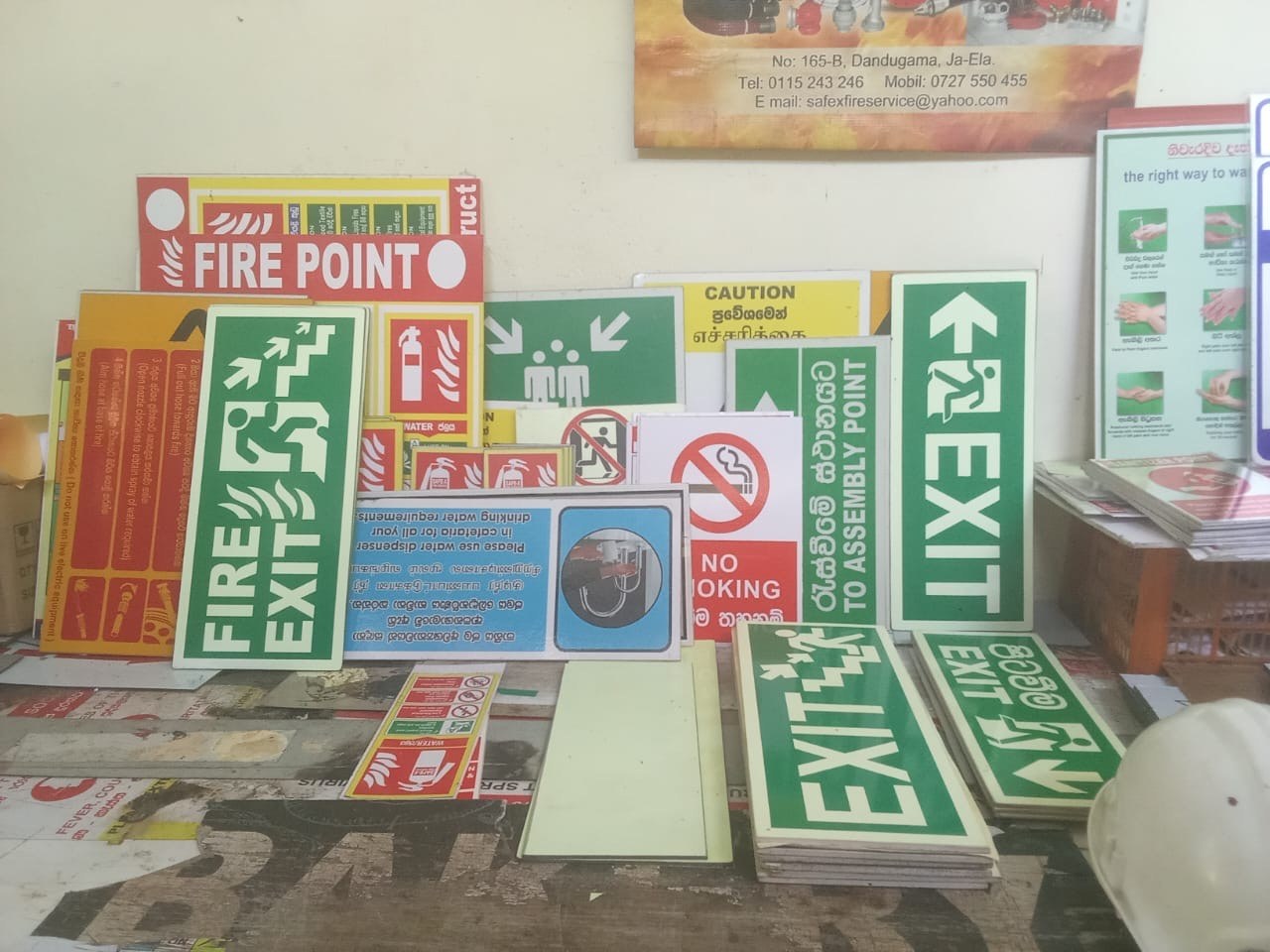 Comprehensive array of custom photoluminescent and reflective safety signboards