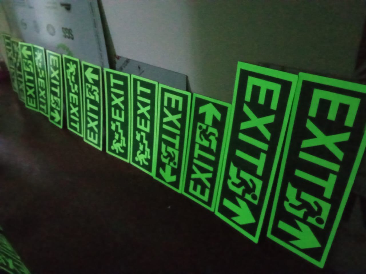 Photoluminescent glow in the dark emergency exit signs
